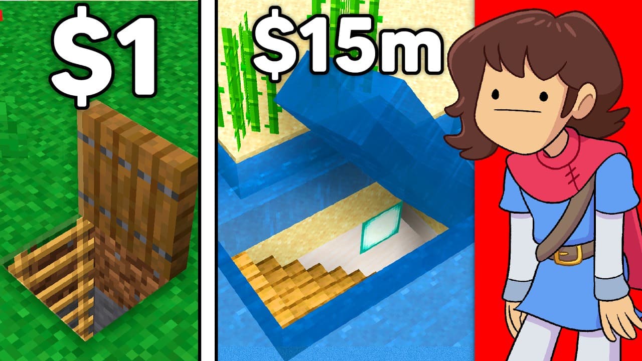 $1 VS $15,000,000 Secret Bases In Minecraft
